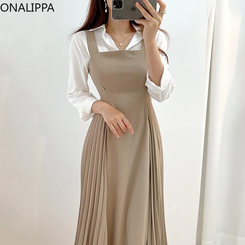 Dress ONALIPPA Women Dresses 2021 Autumn Korean Temperament Style Lapel Tie LongSleeved Shirt HighWaist Side Pleated Suspender Dress, Blue shirt
Dress ONALIPPA Women Dresses 2021 Autumn Korean Temperament Style Lapel Tie LongSleeved Shirt HighWaist Side Pleated Suspender Dress, Blue shirt