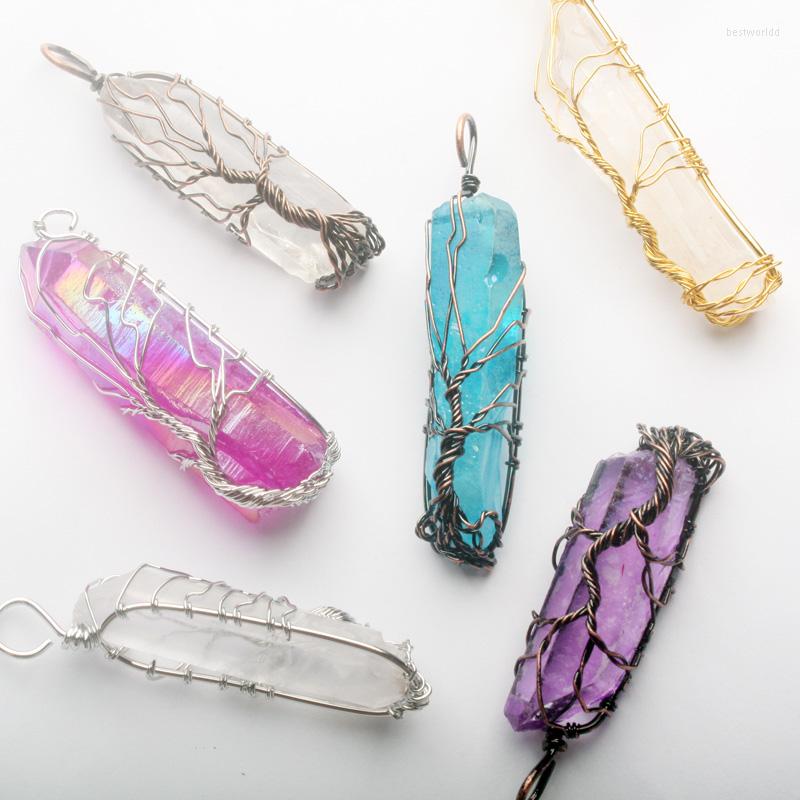 Pendant Necklaces Natural Clear Lake Blue Purple Crystal Pillar Big Pendants Antique Copper Wire Wrapped Tree Of Life Quartz
Pendant Necklaces Natural Clear Lake Blue Purple Crystal Pillar Big Pendants Antique Copper Wire Wrapped Tree Of Life Quartz