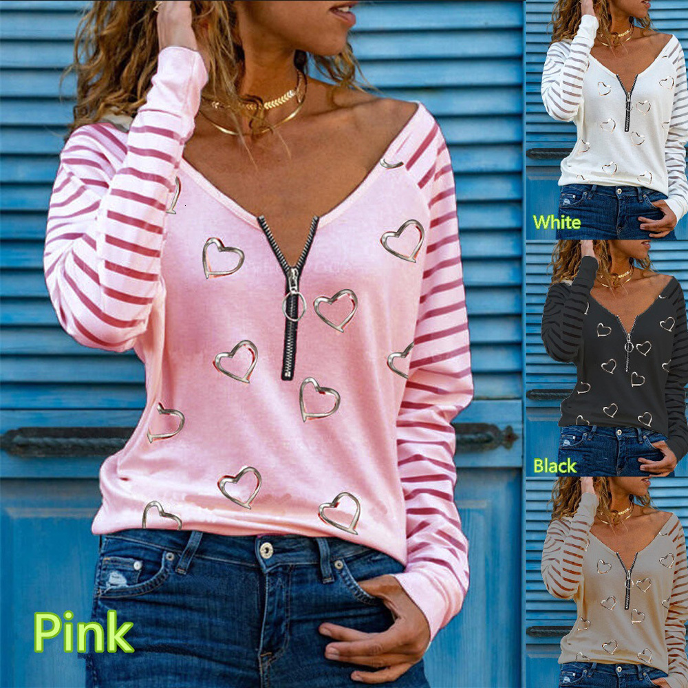 Women's T-Shirt Sexy V Neck Long Sleeve Hearted Striped Printed T-shirts Summer Fashion Women Streetwear Tee Tops Oversized S-3XL WDC7085 230419, Random color
Women's T-Shirt Sexy V Neck Long Sleeve Hearted Striped Printed T-shirts Summer Fashion Women Streetwear Tee Tops Oversized S-3XL WDC7085 230419, Random color