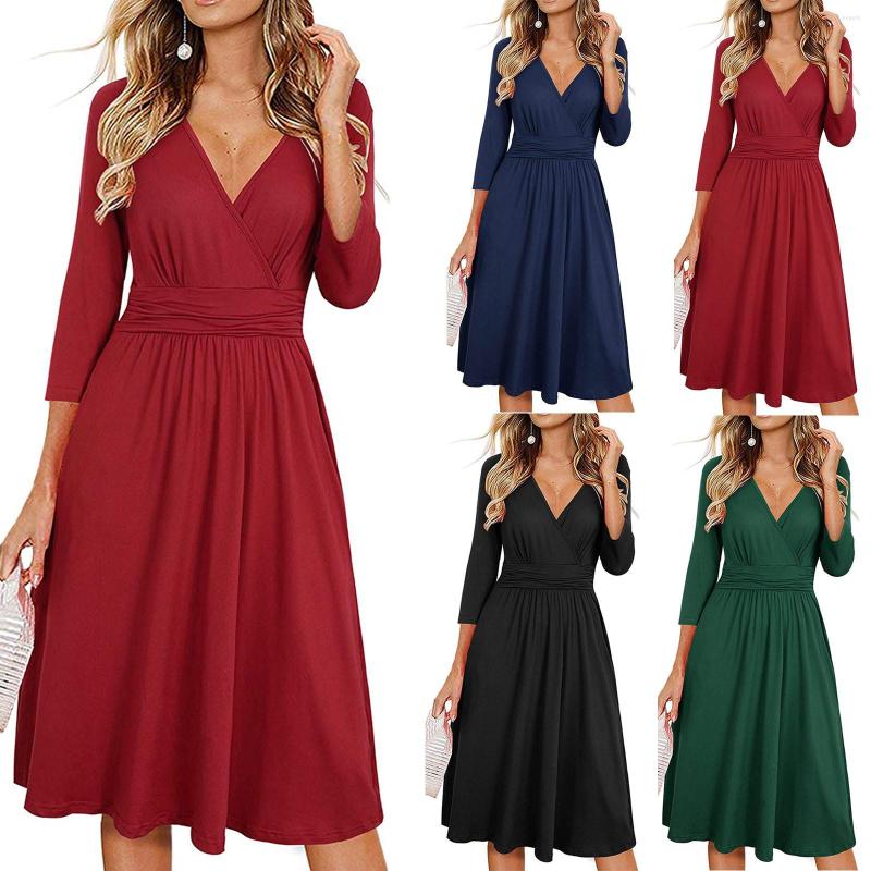 Casual Dresses Women Fashion Solid Color Three-quarter Sleeve Long Skirt Pocket Dress, Blue
Casual Dresses Women Fashion Solid Color Three-quarter Sleeve Long Skirt Pocket Dress, Blue