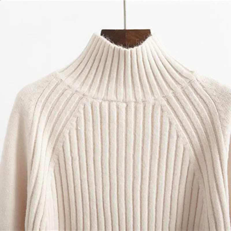 Women's Sweaters Mock Neck Solid Basic Viscose Soft Slim Knitted Sweaters Women Long Sleeve Korean Fashion Chic Pullover Sweater Woman Winter 231