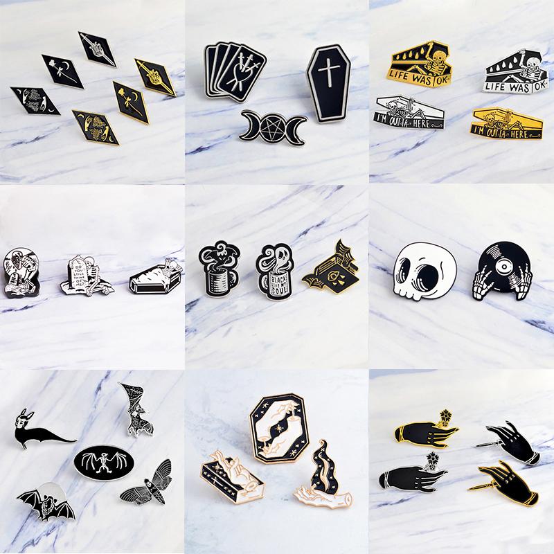 Brooches Pins 2-7pcs/set Enamel Pin Punk Dark Black Brooch Witch Magic Skull Vampire Button Denim Badge GothicLapel Jewelry Gift
Brooches Pins 2-7pcs/set Enamel Pin Punk Dark Black Brooch Witch Magic Skull Vampire Button Denim Badge GothicLapel Jewelry Gift