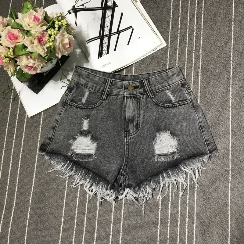 Womens Shorts High Waist Tassel Broken Denim Shorts Female Summer Korean Version Raw Edge Wide Leg Loose Plus Size Jean Shorts Women 230420