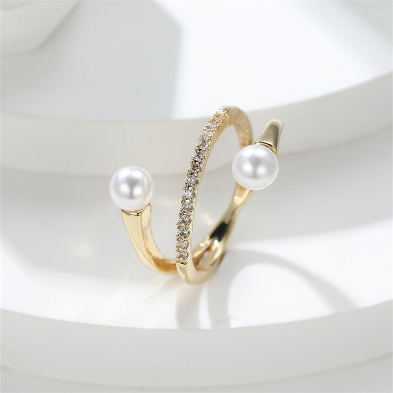 Wedding Rings Ins White Pearl For Women Gold Color Clear Zircon Stone Finger Tail Ring Bands Open Size Stacking Jewelry CZ
Wedding Rings Ins White Pearl For Women Gold Color Clear Zircon Stone Finger Tail Ring Bands Open Size Stacking Jewelry CZ