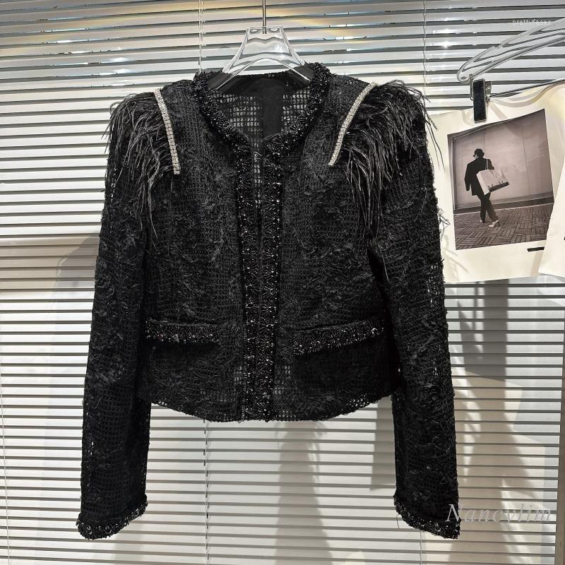 Women' Jackets 2023 Spring Classic Style Ostrich Fur Rhinestone Shoulder Padded Mesh Wool Short Coat For Women Chic Coats Black Top
Women' Jackets 2023 Spring Classic Style Ostrich Fur Rhinestone Shoulder Padded Mesh Wool Short Coat For Women Chic Coats Black Top