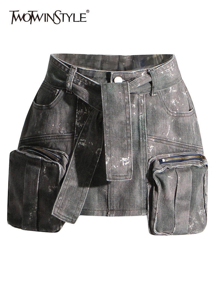 Skirts TWOTWINSTYLE A Line For Women High Waist Short Length Patchwork Lace Up Camouflage Denim Skirt Female Summer Fashion 230420, Beige
Skirts TWOTWINSTYLE A Line For Women High Waist Short Length Patchwork Lace Up Camouflage Denim Skirt Female Summer Fashion 230420, Beige
