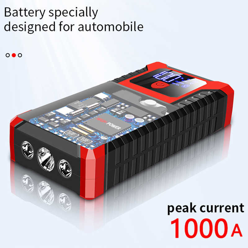 EAFC 12V Car Jump Starter Power Bank Portable Car Battery Booster ChargerStarting Device Auto Emergency Start-up Lighting
