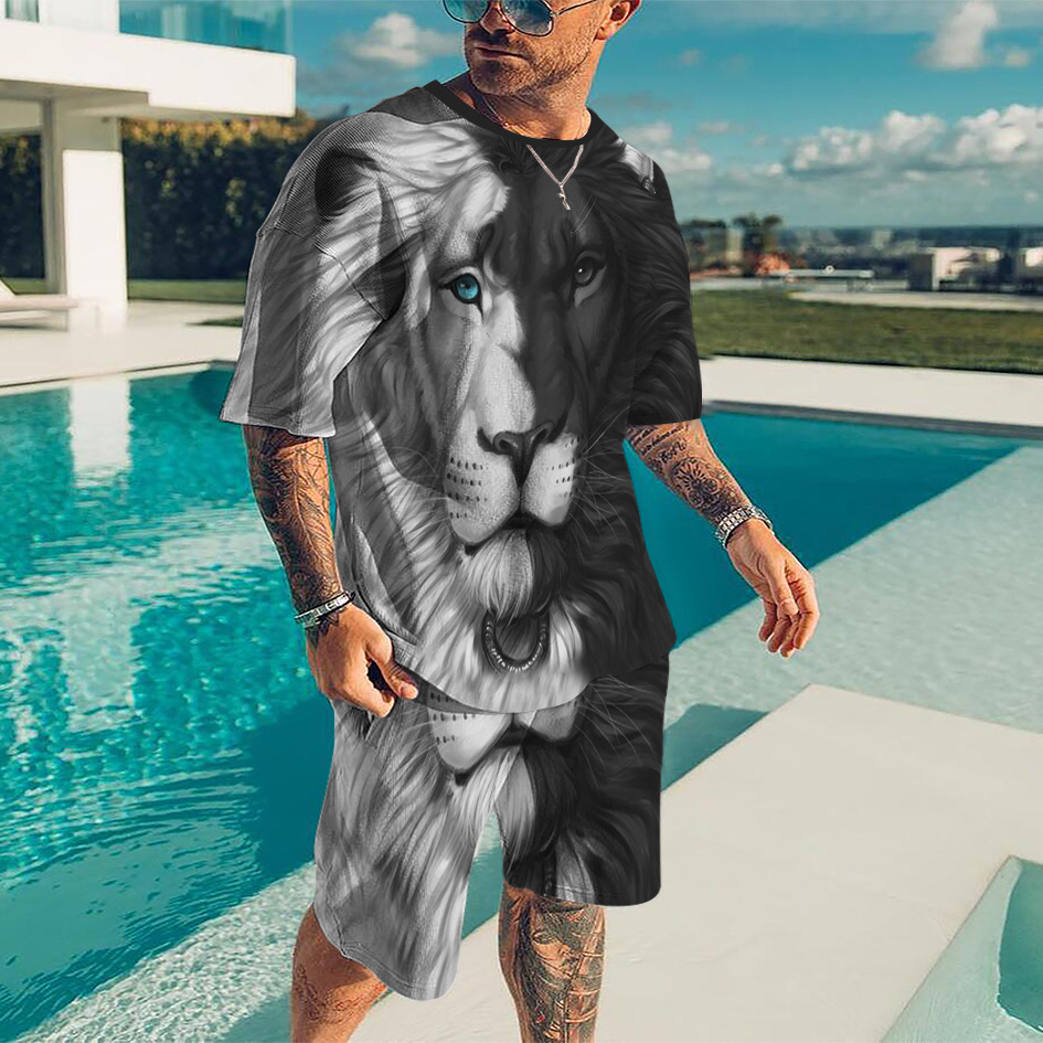Men's Tracksuits Summer Sports Suit Black and White Lion 3D Printed T-shirt Casual Sports Suit Short Men's Retro Brand Shorts 2 Pieces 230420, Ts1174
Men's Tracksuits Summer Sports Suit Black and White Lion 3D Printed T-shirt Casual Sports Suit Short Men's Retro Brand Shorts 2 Pieces 230420, Ts1174