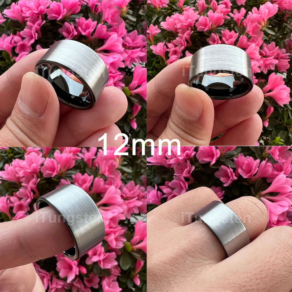 Band Rings Drop iTungsten 6/8/10/12MM Multiwidth Black Tungsten Ring Mens Womens Flat Wedding Band Brushed Finish Comfort Fit 231118