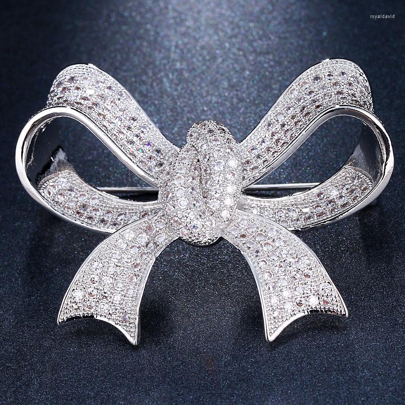 Brooches Classic Unique Design Bowknot Cubic Zircon Jewelry Brooch For Women Gift