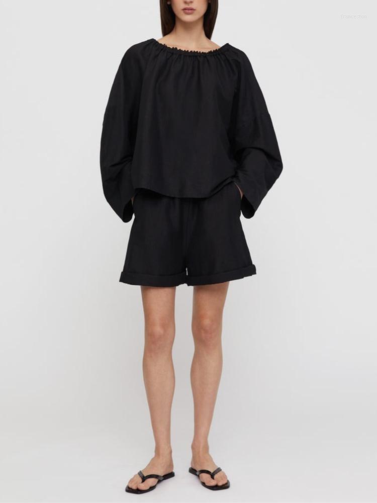 Women's Blouses Solid Color Women's Pleated Shirt Drop-Shoulder Loose Long-Sleeved O-Neck Fashion Blouse For Ladies 2023 Spring Summer, Black
Women's Blouses Solid Color Women's Pleated Shirt Drop-Shoulder Loose Long-Sleeved O-Neck Fashion Blouse For Ladies 2023 Spring Summer, Black