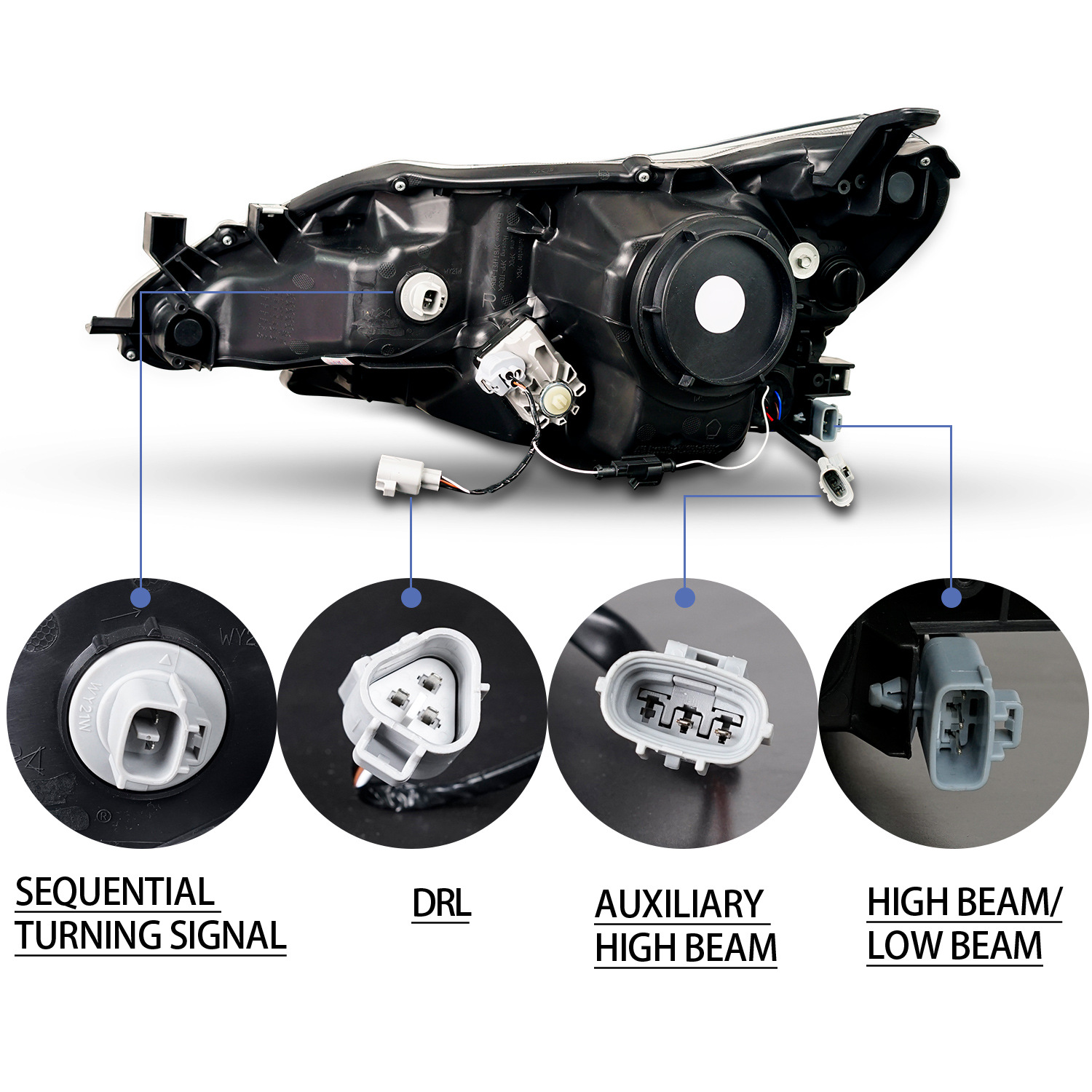 LED Headlights For Cars For Toyota REIZ 20 14-20 17 Upgrade Bifocal Lens Headlight Demon Eye Running Head Lights