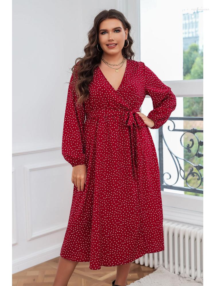 Plus Size Dresses Big Swing Literary Temperament Red Dress Cotton Commuter Polka-dot Long-sleeved Women
Plus Size Dresses Big Swing Literary Temperament Red Dress Cotton Commuter Polka-dot Long-sleeved Women