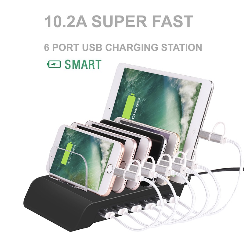 Super Fast 6 Ports USB Charging Station 10.2A Multiple Devices Charger Smartphone Dock Hub Tablet Desktop Desk Cell Holder Stand
Super Fast 6 Ports USB Charging Station 10.2A Multiple Devices Charger Smartphone Dock Hub Tablet Desktop Desk Cell Holder Stand
