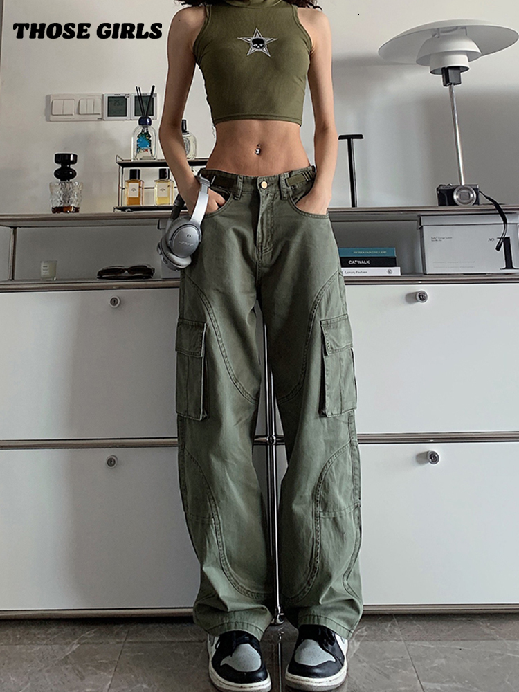 Women's Pants s Green Cargo For Women Straight Overalls Jeans High Waist Streetwear Vintage Casual Ladies Baggy Wide Leg Trouser 230419, Army green
Women's Pants s Green Cargo For Women Straight Overalls Jeans High Waist Streetwear Vintage Casual Ladies Baggy Wide Leg Trouser 230419, Army green