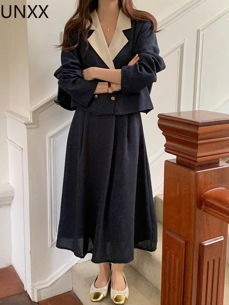 Two Piece Dress UNXX Woman Skirts Sets Vintage Lael Patchwork Short Coats Solid A-line Pleated Long Skirt Set Winter Female Clothing, Dark blue
Two Piece Dress UNXX Woman Skirts Sets Vintage Lael Patchwork Short Coats Solid A-line Pleated Long Skirt Set Winter Female Clothing, Dark blue