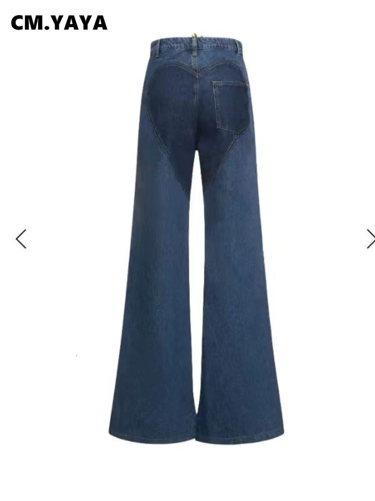 Women s Jeans CM YAYA Women Streetwear Cutout Hollow Out Criss Cross Straight Flare Denim Pants 2023 INS Fashion Wide Leg Trousers 230420