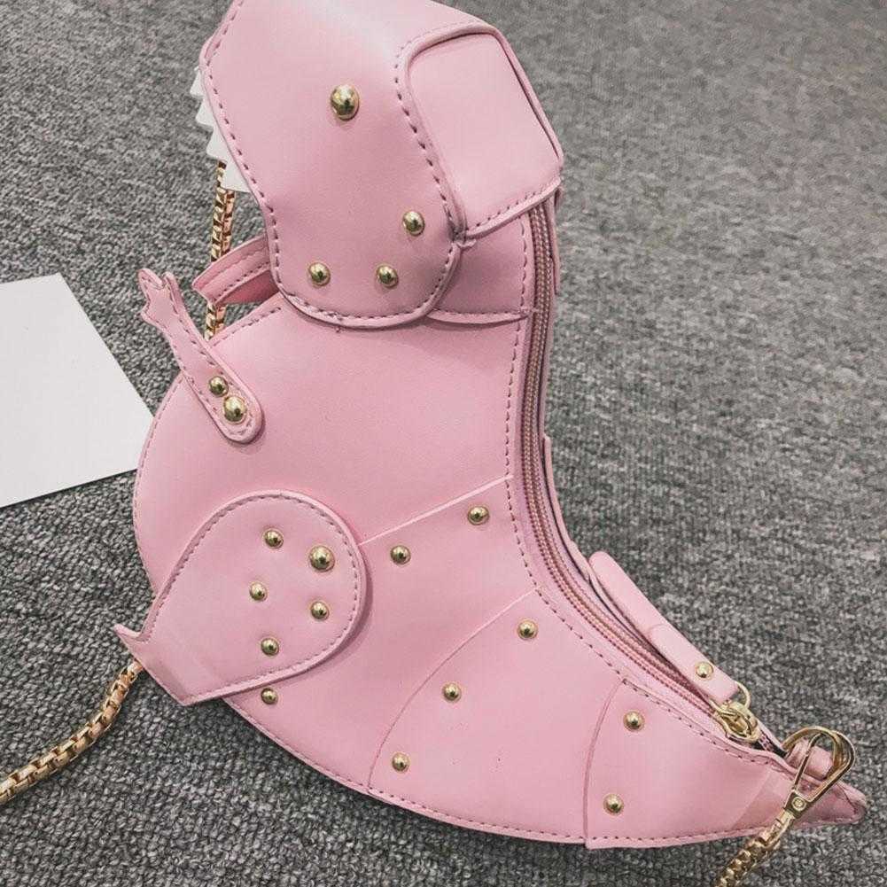 Evening Bags PU Leather TRex Studded Chain Crossbody Bag Women Chain Purse Shoulder Bag Gift Dinosaur Design Leather Mini Messenger Bag J230419