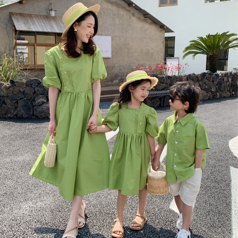 Family Matching Outfits Sets Dress Outfits And Sister Korean Baby Girls Son Matching Brother Daughter Women Mom Boy Dresses Clothes Summer Mother 2304