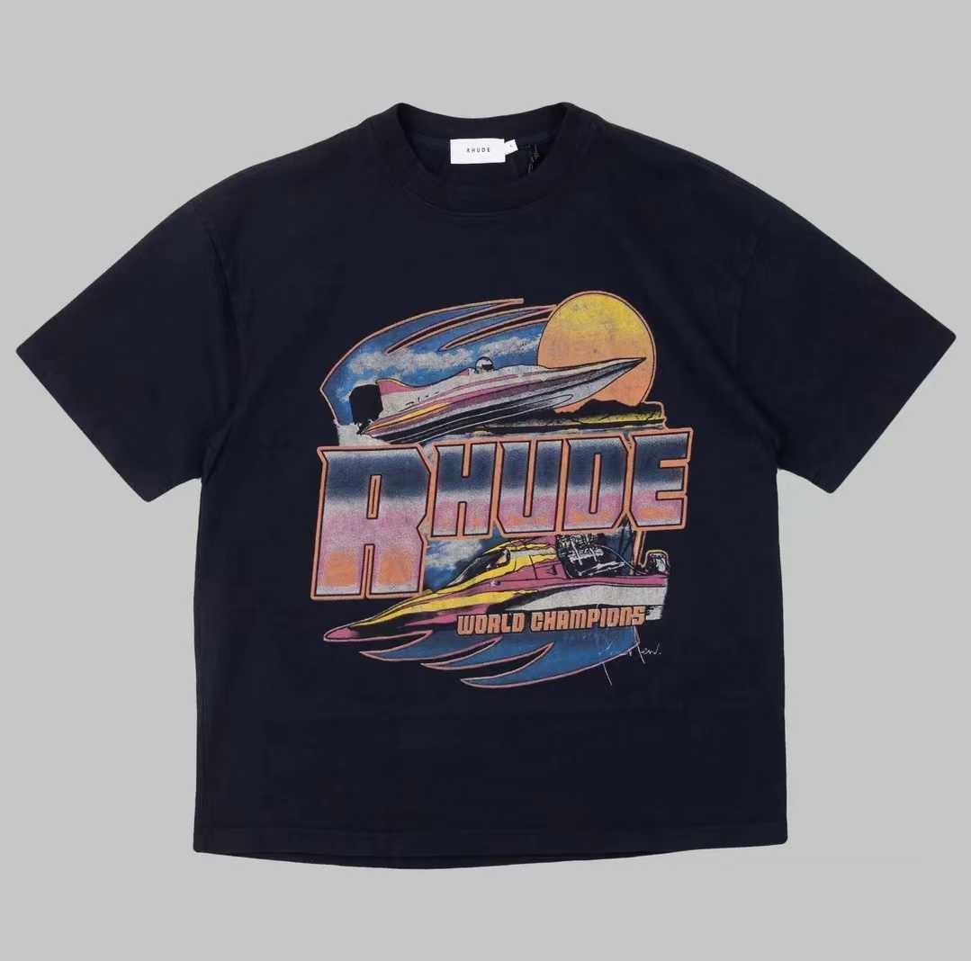 Designer Fashion Clothing Tees TShirts Rhude Sunset Champion Yacht Short Sleeve American High Street Crowd Design Men's Women's Loose T-shirt Tops Streetwear, Black
Designer Fashion Clothing Tees TShirts Rhude Sunset Champion Yacht Short Sleeve American High Street Crowd Design Men's Women's Loose T-shirt Tops Streetwear, Black
