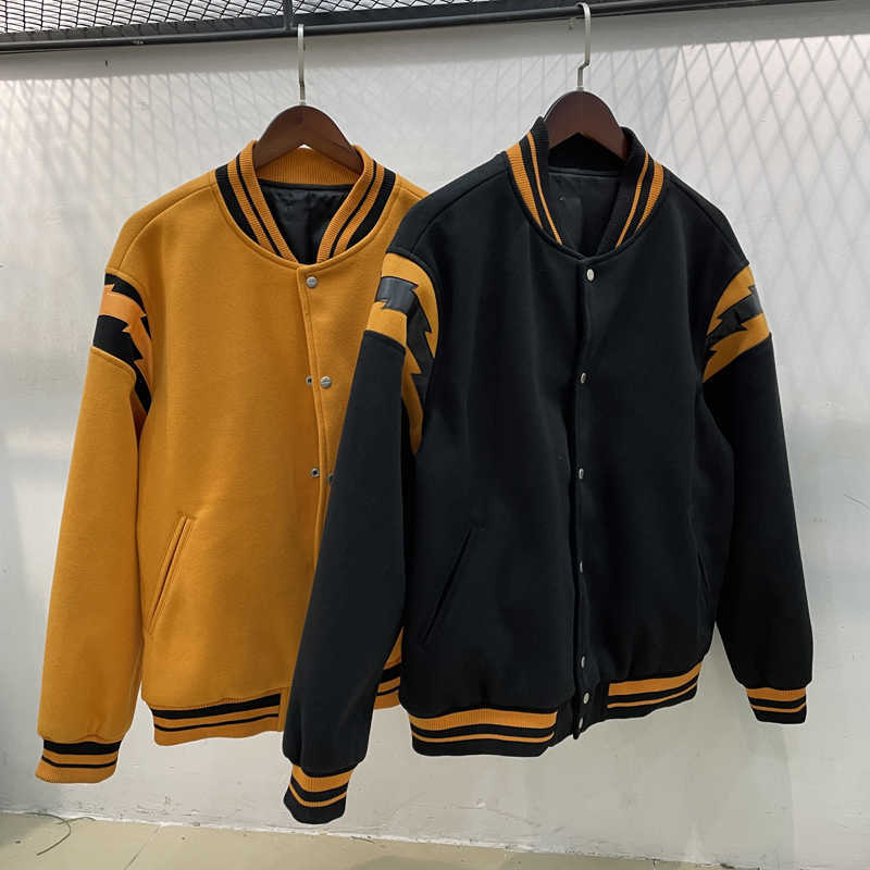 Designer Clothing Casual Coats Spring Rhude Trendy American Style Lightning Patch Leather Design Color Blocking Men' Women' Loose Hip-hop Jacket Woolen Jacket, Shipping fee
Designer Clothing Casual Coats Spring Rhude Trendy American Style Lightning Patch Leather Design Color Blocking Men' Women' Loose Hip-hop Jacket Woolen Jacket, Shipping fee