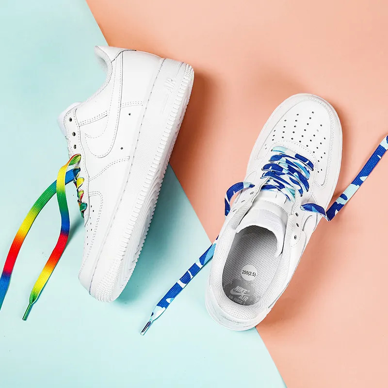 Shoe Parts Accessories 1 pair of 8mm fashionable colored shoelaces gradient printed flat shoes casual sports 231121