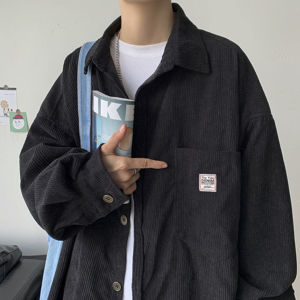 Men's Casual Shirts Privathinker Corduroy Long Sleeve Autumn Korean Unisex Fashion Oversize Printed Clothing 230420
