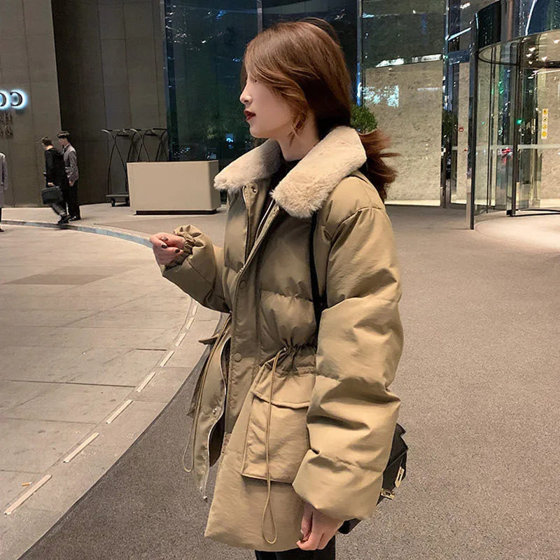 Women's Down Parkas Xpqbb Korean Fashion Women Winter Fur Collar Thick Warm Snow Wear Padded Parka Ladies Street Loose Long Cotton Coats 231120