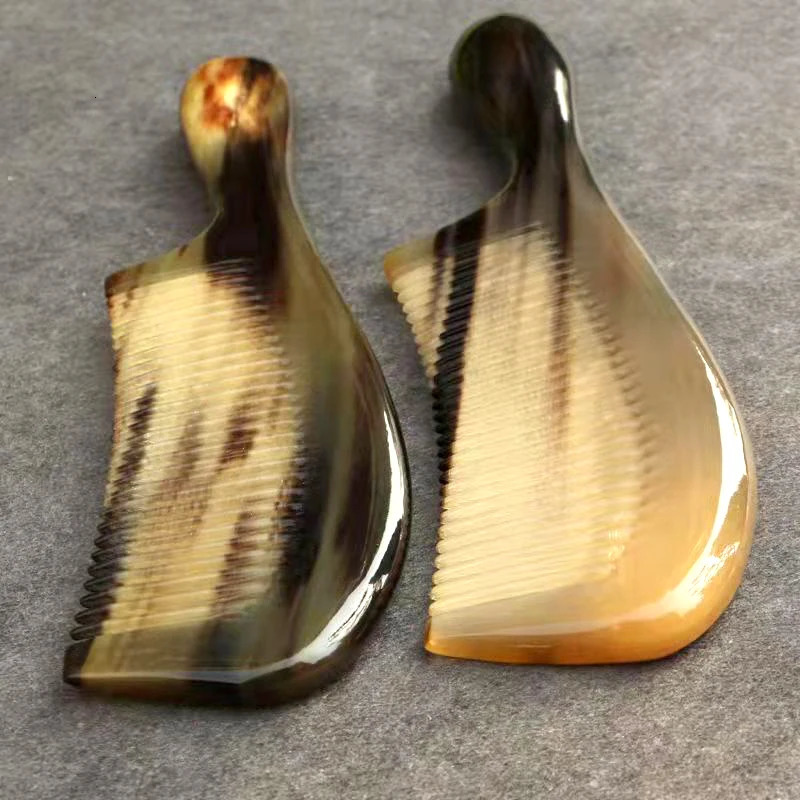 Hair Brushes 20cm Natural Material Anti-static White Handmade Ox Horn Comb hand-carved Fine Tooth Comb Hair Care Massage Tool Comb 231121