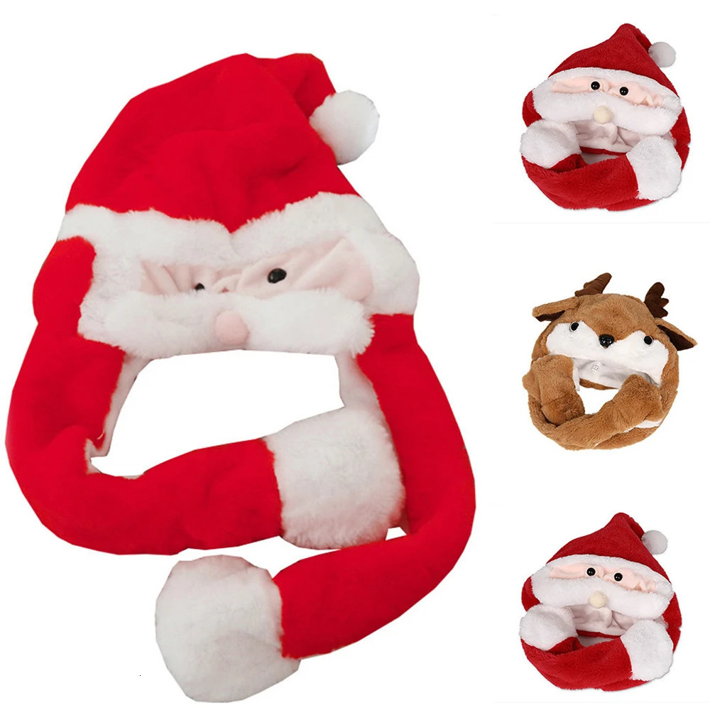 Caps Hats 1pc Year LED Plush Embroidery Christmas Hat Beanie Light Up Illuminate Warm Hat For Kids Adults Christmas Deer Decor 231121