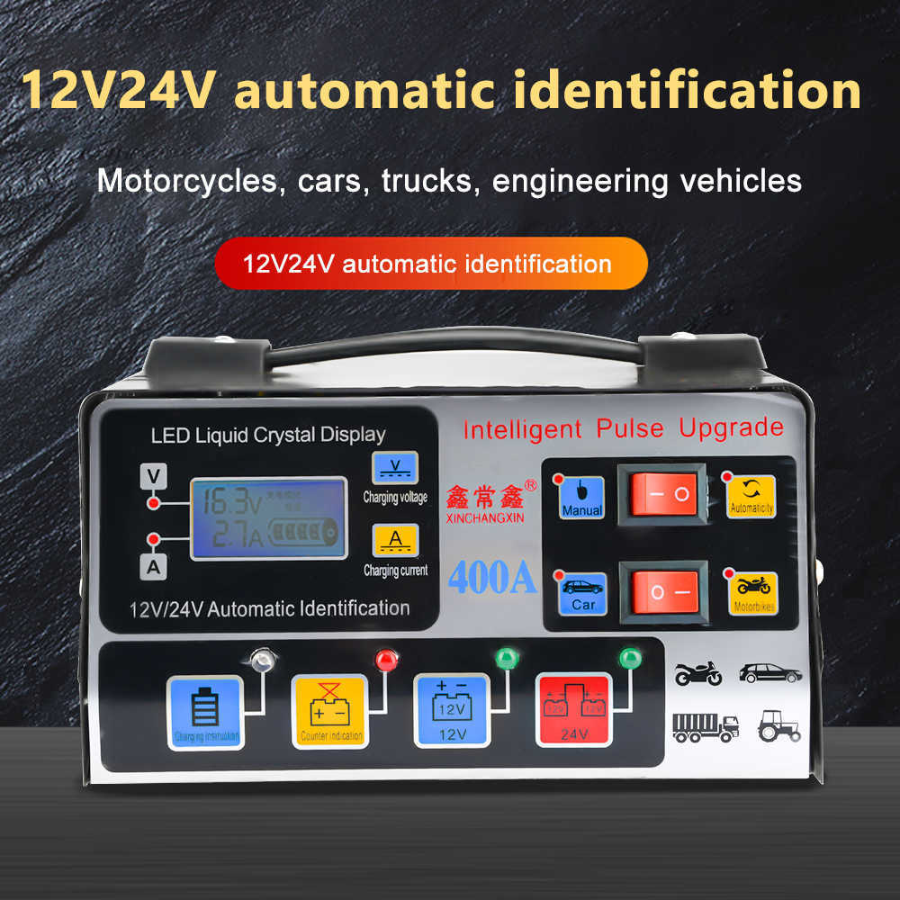 12V/24V Car Battery Charger Universal Intelligent Pure Copper Pulse Repair Automatic Battery Charger chargeur voiture carregador
