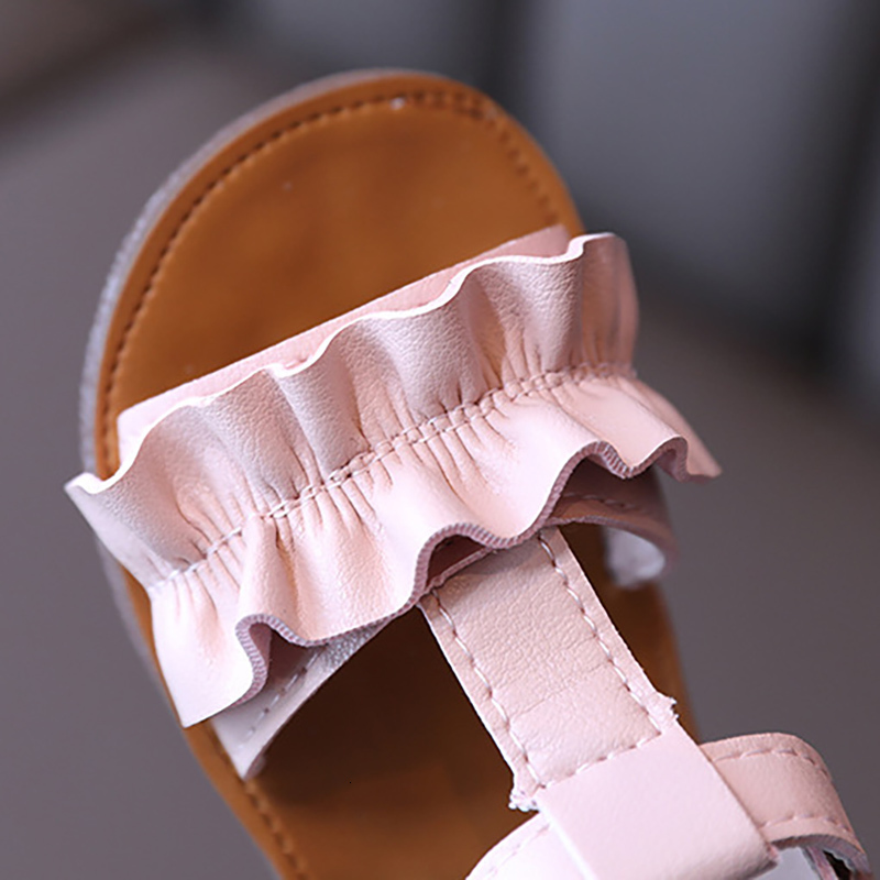 Sandals Summer Kids Toddler Baby Sandals For Little Girls White Pink Flats T-Strap Beach Sandals Princess Shoes 1 2 3 4 5 6 7 Years Old 230421