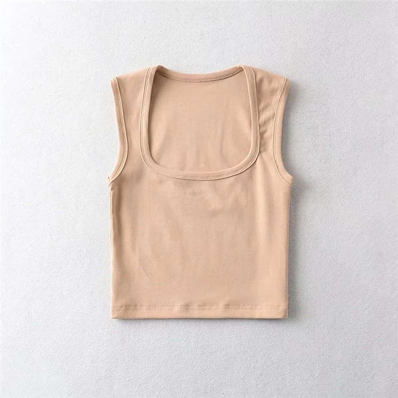 Womens TShirt LUNDUNSHIJIA Fashion Square Neck Sleeveless Summer Crop Tops Women Casual Basic T Shirt Off Shoulder Cami Sexy Tank Top 230420