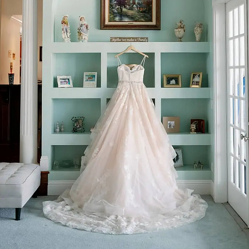Romantic Ruffles Pluffy A Line Wedding Dresses Tiered Piping Blush Pink Tulle Long Train Lace Appliques Sweetheart Country Bridal Gowns 2024 Spring Ve