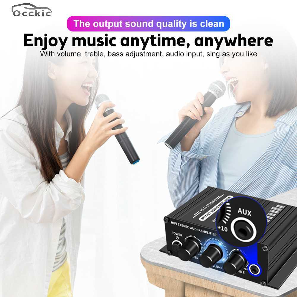Car Sound Power Amp Home Mini Audio Amplifier Portable Dual Channel Surround Sound HiFi Stereo Receiver AUX MIC IN 12V 200W