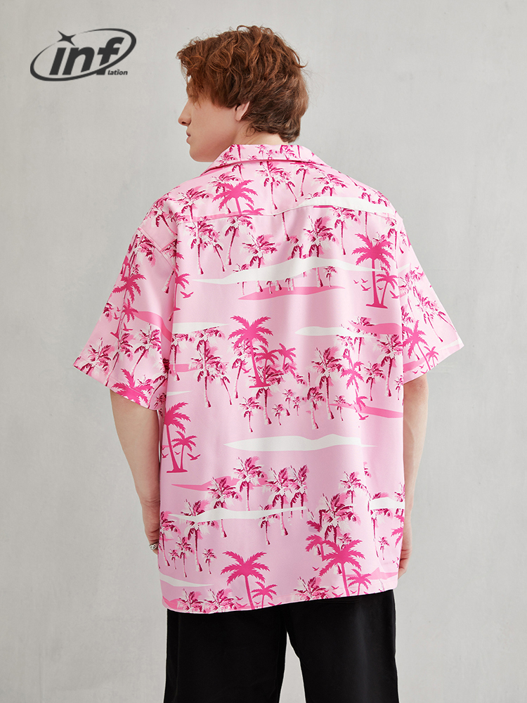 Men's Casual Shirts INFLATION Mens Hawaiian Summer Digital Printing Men Cuban Collar Oversize Shirt 230420