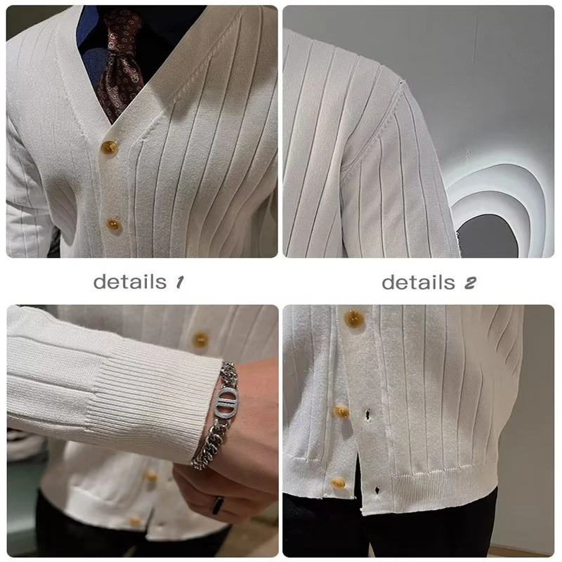 Men's Sweaters Vintage Winter Men Solid Cardigan Sweater Fashion Korean Japanese Button Up Slim Fit Elegant Male Striped Knitwear Streetwear 2311