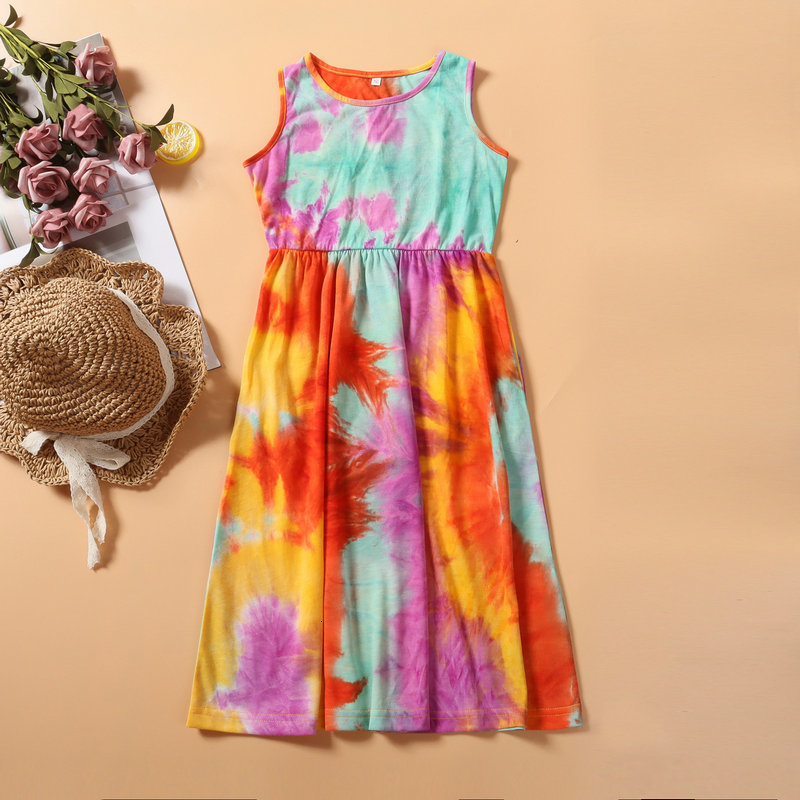 Family Matching Outfits Sleeveless Long Dress For Mother And Daughter Party Wedding Clothes Family Matching Outfits Summer Beach Mother Kids Girls Dre