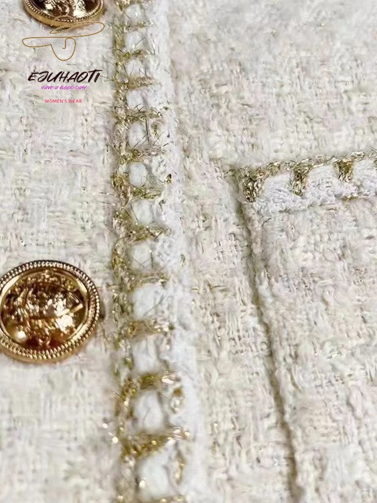 Womens Jackets Jacket Small Fragrance Coat Autumn Winter Korean Fashion Off White French Short Style Tweed Tops 231120