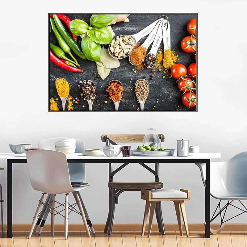 Spices Spoon Peppers Canvas Painting Grains Kitchen Posters and Prints Wall Art Food Picture Living Room Kitchen Decoration