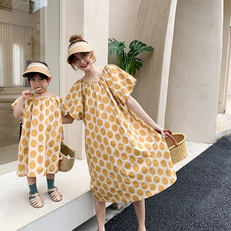 Family Matching Outfits Mother and Daughter Equal Dress Mummy and Me Matching Princess Dresses for Women Summer Korean Baby Girl Clothes 230421