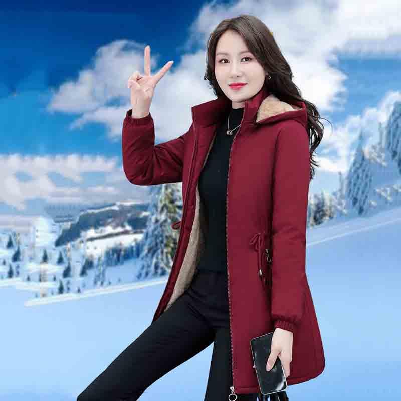 Leather Women Long Parka Winter New Large Size Long Jackets Womens Hooded Thick Cotton Coat warm Loose Casual Coat Pockets