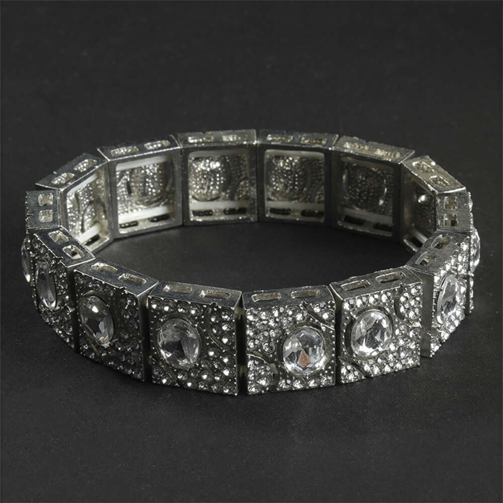 Hip Hop Bracelet Rap HIPHOP Cuban Rhinestone Accessories Fashion Brand Hip Hop New Bracelet Subcultural Bracelet