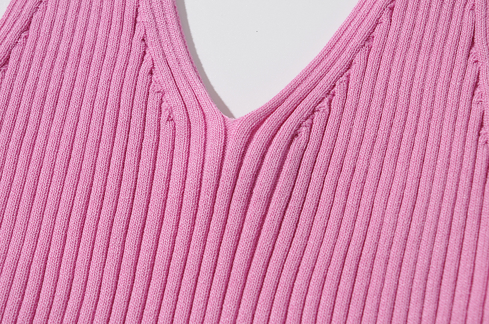 Camisoles Tanks Maxdutti Summer Tshirts Women Ins Fashion Blogger Multicolor V-neck Rib Knitted Camisole Sexy Short Tank Tshirts Tops 230421