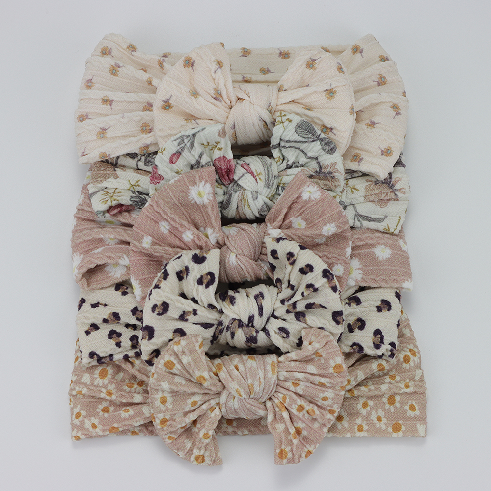 Hair Accessories 5pcsLot Cable Knit Bow Baby Headbands Elastic Nylon Baby Girl Headband For Children Turban born Infant Kids Hair Accessories 230421