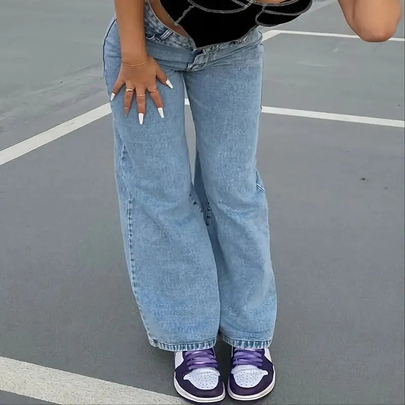 Women's Jeans Spring And Autumn Girl Denim Straight Ieg Pants Fashion Slim Comfortable Casual Solid Color Pants Personality Soft Jeans