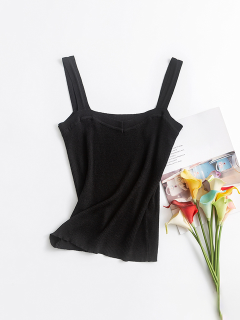 Camisoles Tanks SuyaDream Women Silk Camisole 70%Silk 30%Cotton Kitted Chic Camis Spring Summer Solid Bottoming Shirt 230421