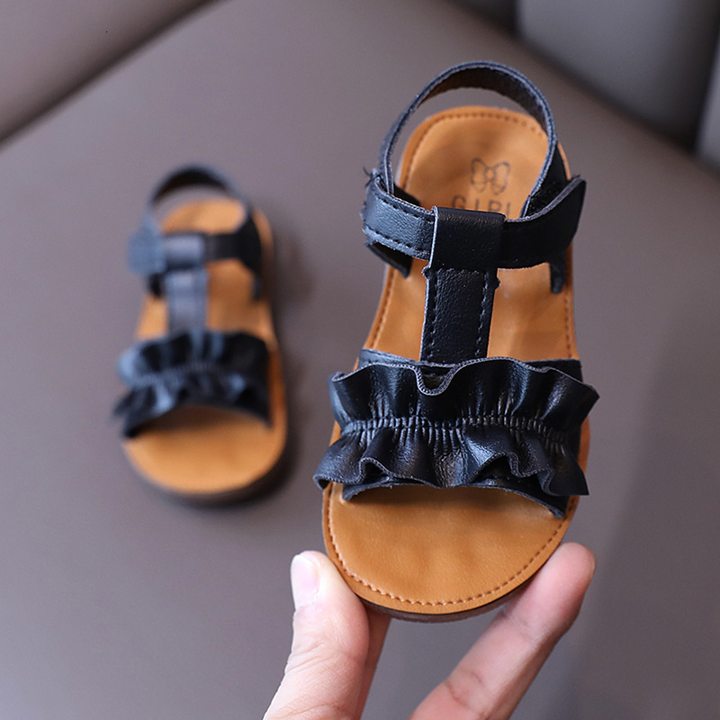 Sandals Summer Kids Toddler Baby Sandals For Little Girls White Pink Flats T-Strap Beach Sandals Princess Shoes 1 2 3 4 5 6 7 Years Old 230421