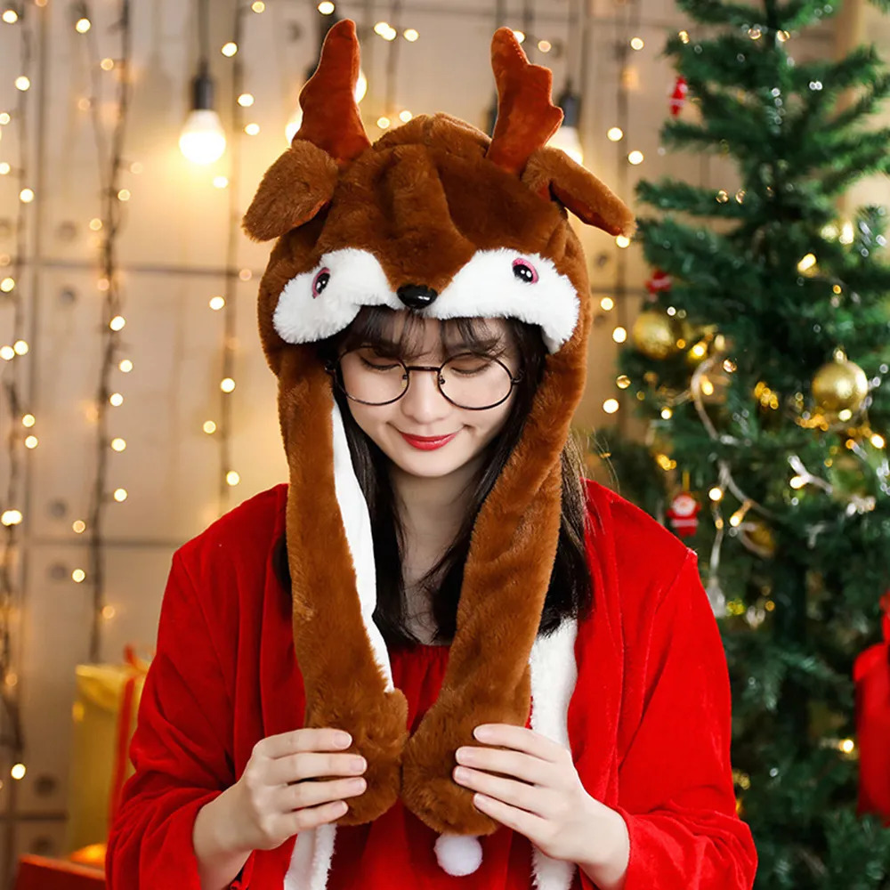 Caps Hats 1pc Year LED Plush Embroidery Christmas Hat Beanie Light Up Illuminate Warm Hat For Kids Adults Christmas Deer Decor 231121