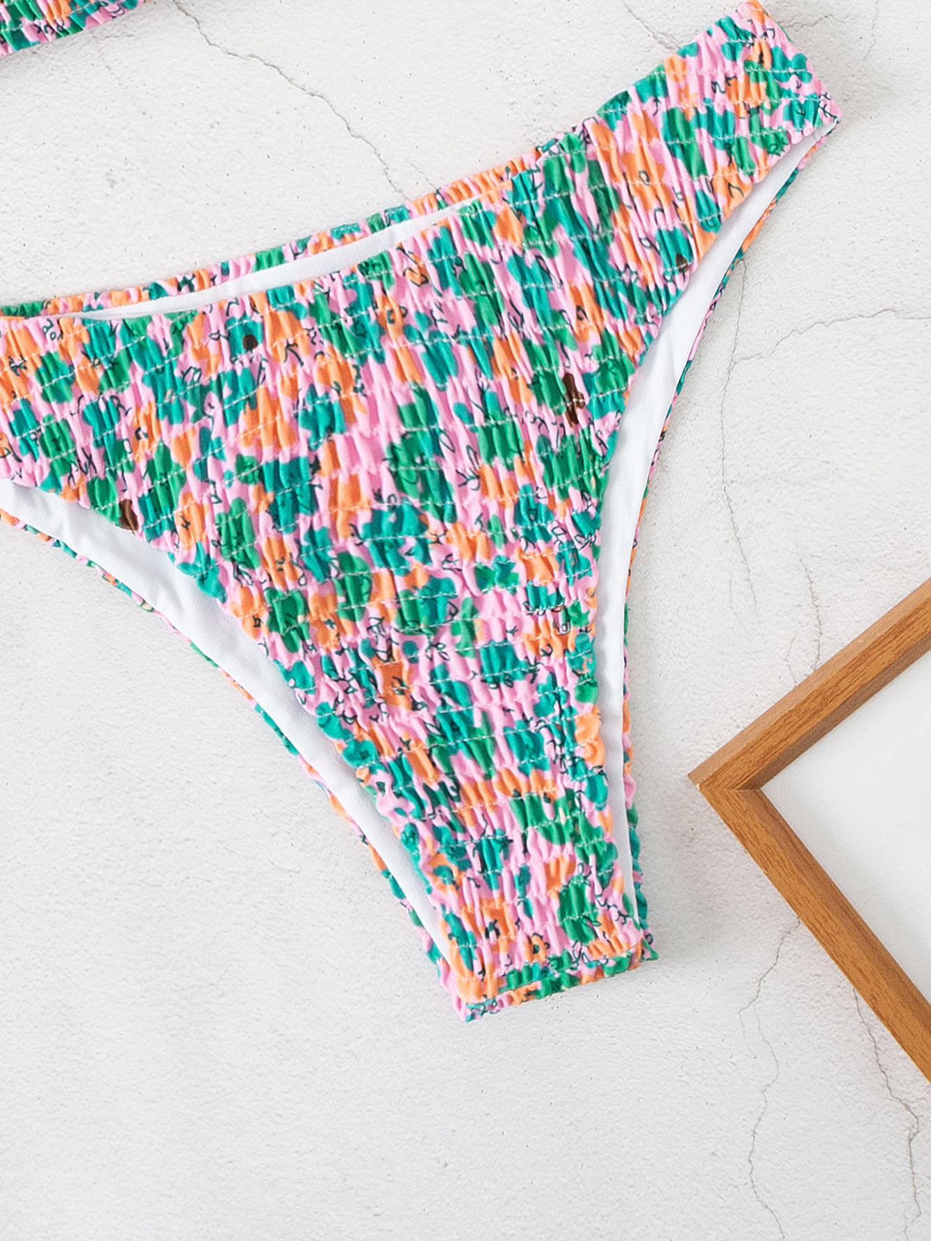 Women's Swimwear Bikini Sexy Floral Pleated Swimwear Swimsuit Women Bikinis Set Bathing Suit Beach Bikini Female Push Up Metal Ring Decor 230421